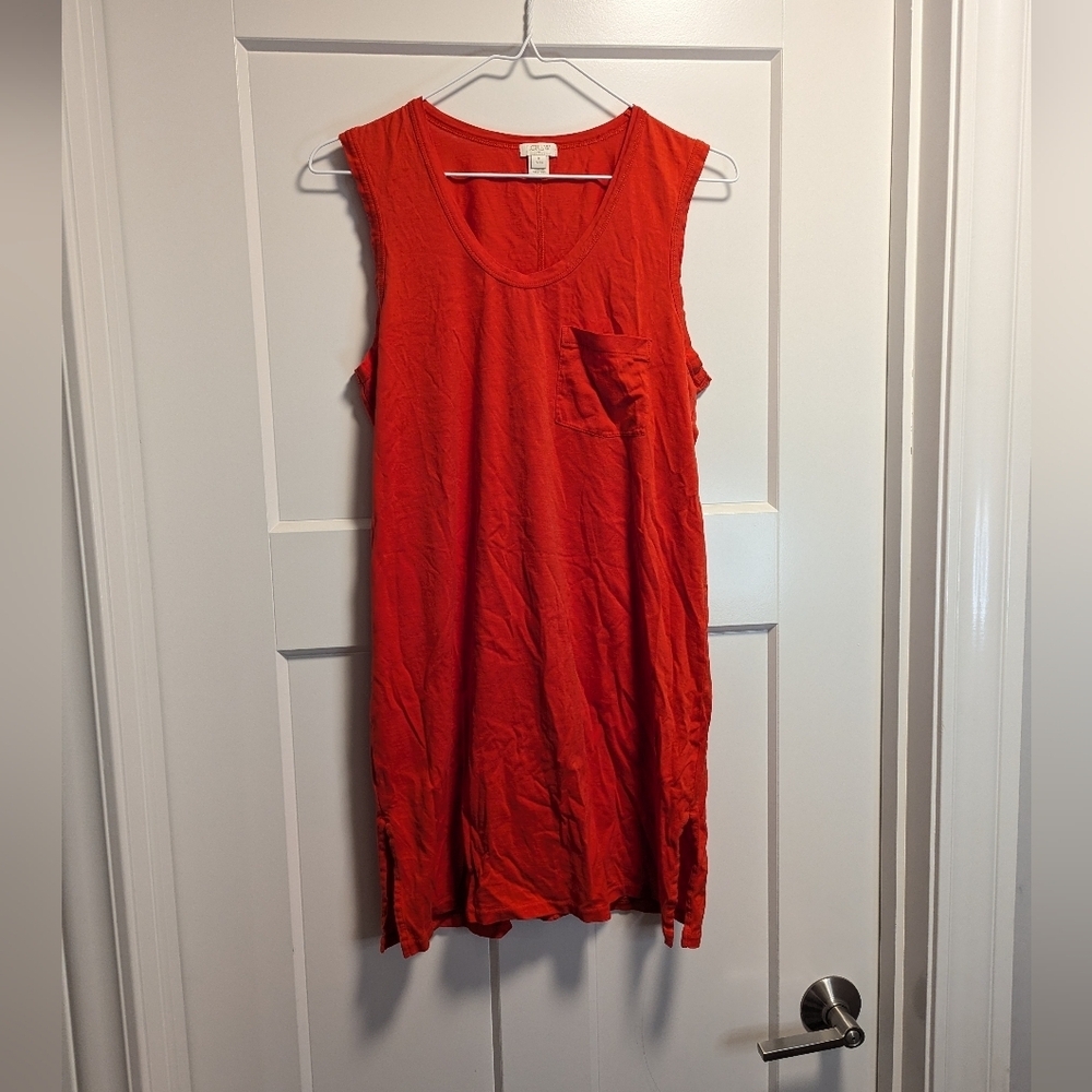 J. Crew Deep Orange Jersey Tank Dress sz M Petite